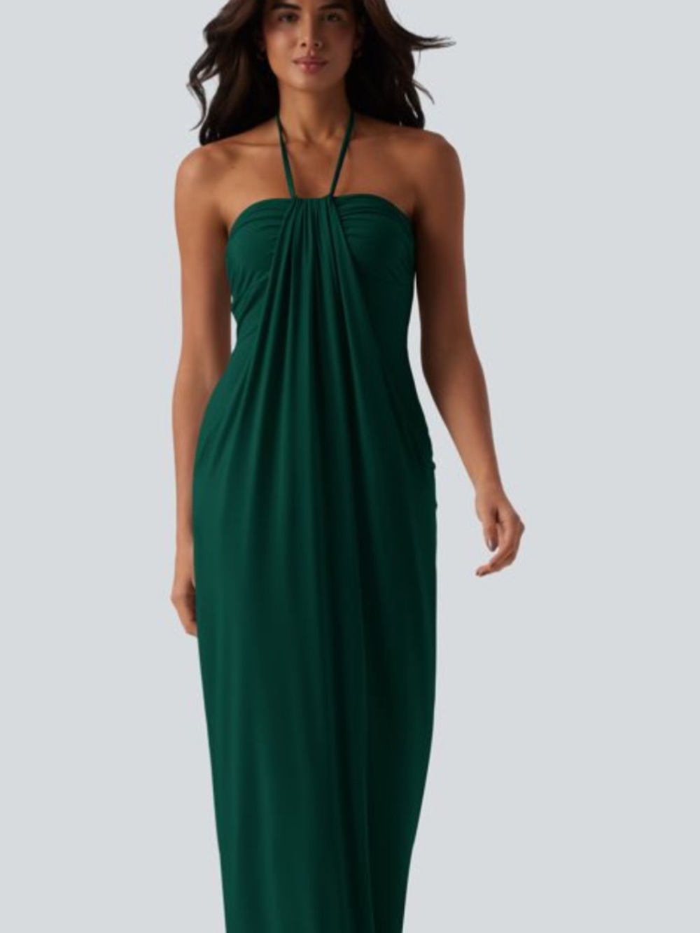 Halara Strap Halter Backless Maxi Dress in Emerald Green Women’s Sz Medium NWT